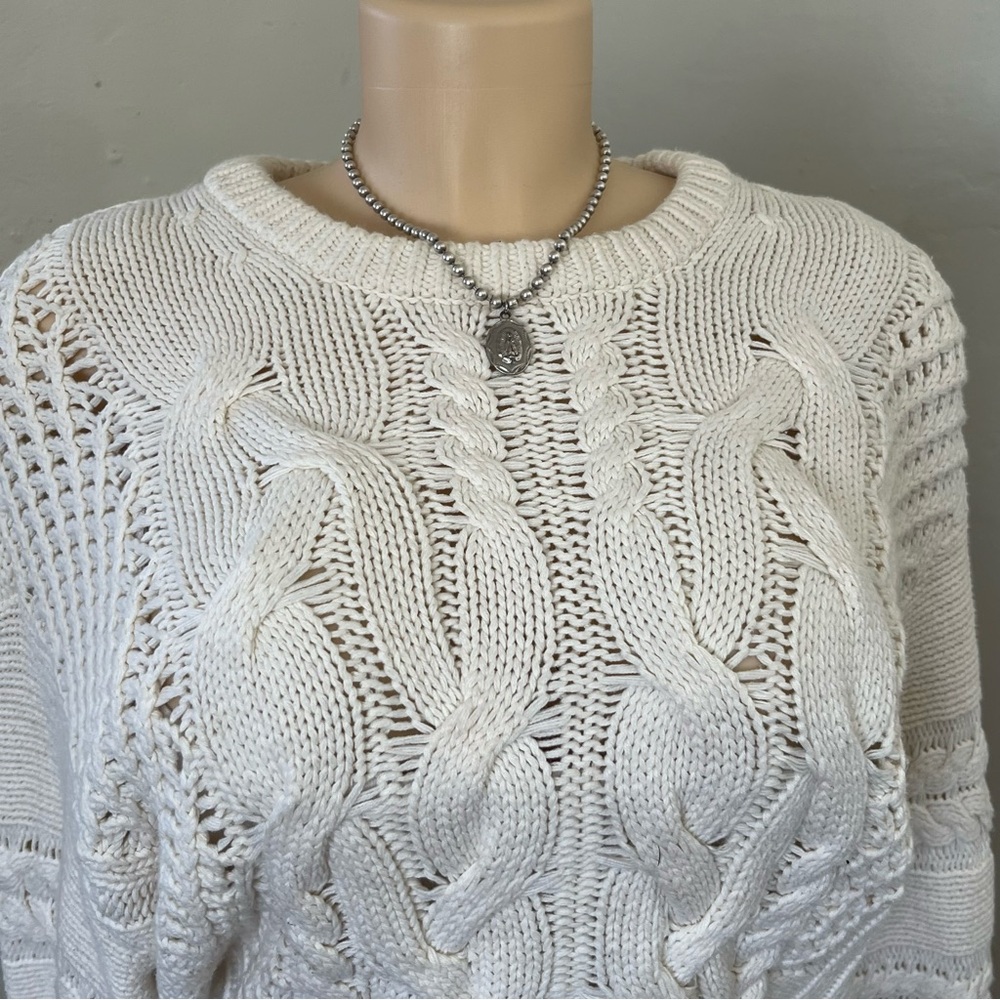 Hazel Off-White Cable Knit Sweater View 3